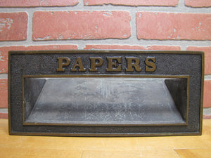 PAPERS Old Brass Mail News Paper Slot Architectural Building Hardware Element