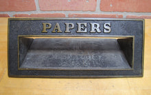 Load image into Gallery viewer, PAPERS Old Brass Mail News Paper Slot Architectural Building Hardware Element
