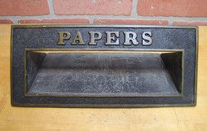 PAPERS Old Brass Mail News Paper Slot Architectural Building Hardware Element