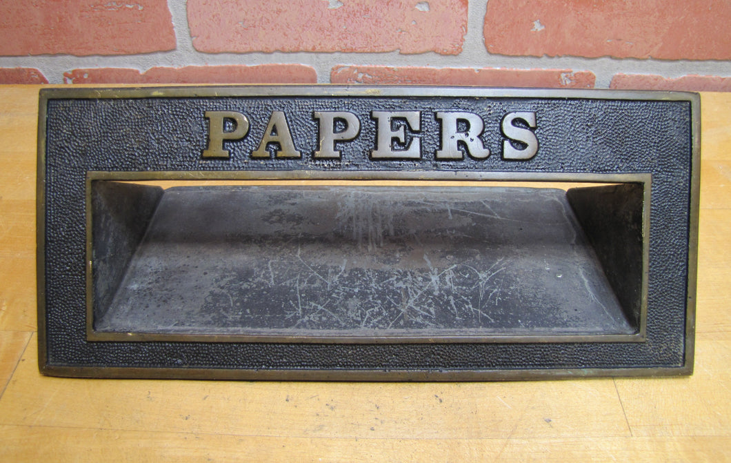 PAPERS Old Brass Mail News Paper Slot Architectural Building Hardware Element