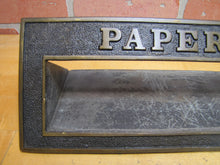 Load image into Gallery viewer, PAPERS Old Brass Mail News Paper Slot Architectural Building Hardware Element
