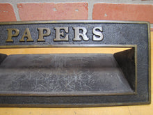 Load image into Gallery viewer, PAPERS Old Brass Mail News Paper Slot Architectural Building Hardware Element
