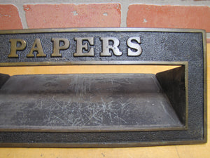 PAPERS Old Brass Mail News Paper Slot Architectural Building Hardware Element