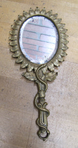 Serpent Snake Leaves Antique Decorative Arts Hand Mirror Ornate Bevel Edge Glass
