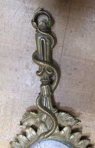 Serpent Snake Leaves Antique Decorative Arts Hand Mirror Ornate Bevel Edge Glass