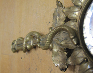Serpent Snake Leaves Antique Decorative Arts Hand Mirror Ornate Bevel Edge Glass