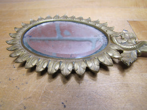 Serpent Snake Leaves Antique Decorative Arts Hand Mirror Ornate Bevel Edge Glass