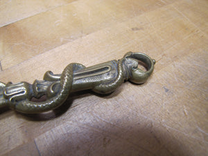 Serpent Snake Leaves Antique Decorative Arts Hand Mirror Ornate Bevel Edge Glass