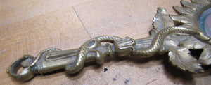 Serpent Snake Leaves Antique Decorative Arts Hand Mirror Ornate Bevel Edge Glass