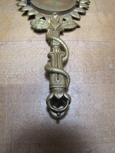 Serpent Snake Leaves Antique Decorative Arts Hand Mirror Ornate Bevel Edge Glass