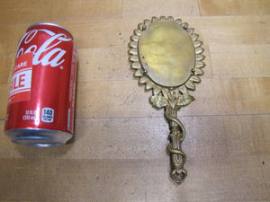Serpent Snake Leaves Antique Decorative Arts Hand Mirror Ornate Bevel Edge Glass