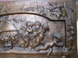 MURPHY VARNISHES 19c Victorian Advertising Plaque Sign Exquisite Cherubs Ornate