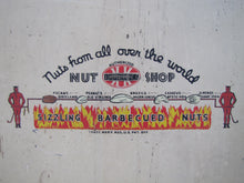 Load image into Gallery viewer, DOUBLE KAY KK NUT SHOP DEVILS TURNING SIZZLING BARBECUED NUTS Old WF Expo Sign
