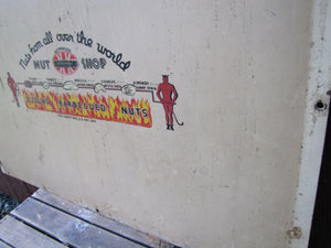 DOUBLE KAY KK NUT SHOP DEVILS TURNING SIZZLING BARBECUED NUTS Old WF Expo Sign