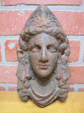 Load image into Gallery viewer, Maidens Head Antique Cast Iron Figural Architectural Salvage Hardware Element

