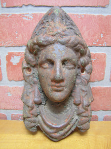 Maidens Head Antique Cast Iron Figural Architectural Salvage Hardware Element