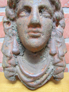 Maidens Head Antique Cast Iron Figural Architectural Salvage Hardware Element