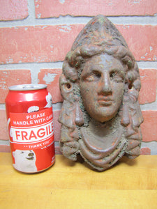 Maidens Head Antique Cast Iron Figural Architectural Salvage Hardware Element