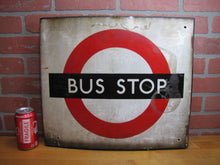 Load image into Gallery viewer, BUS STOP Original Old Porcelain Double Sided Sign Burnham London Transporation
