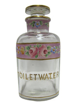 Load image into Gallery viewer, TOILET WATER Antique Perfume Glass Bottle Hand Painted Ornate Detailing Flowers
