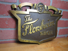 Load image into Gallery viewer, The FLORSHEIM SHOE Old Brass Department Store Display Advertising Sign Embossed
