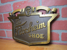 Load image into Gallery viewer, The FLORSHEIM SHOE Old Brass Department Store Display Advertising Sign Embossed
