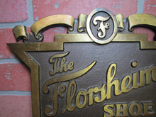 Load image into Gallery viewer, The FLORSHEIM SHOE Old Brass Department Store Display Advertising Sign Embossed
