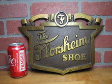 Load image into Gallery viewer, The FLORSHEIM SHOE Old Brass Department Store Display Advertising Sign Embossed

