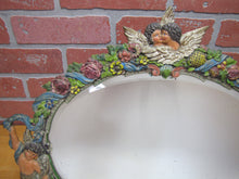 Load image into Gallery viewer, Antique Cherubs Putto Evil Face Bevel Edge Mirror Easel Back Ornate Paint Detail
