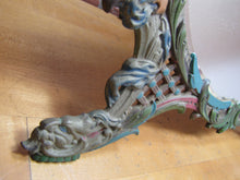 Load image into Gallery viewer, Antique Cherubs Putto Evil Face Bevel Edge Mirror Easel Back Ornate Paint Detail
