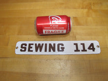 Load image into Gallery viewer, SEWING 114 Old Brown White Porcelain Sign School Class Room Grommets Arts Crafts
