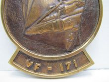 Load image into Gallery viewer, VF-171 UNITED STATES NAVY Old Brass Plaque Sign Fighter Squadron Cards Missile
