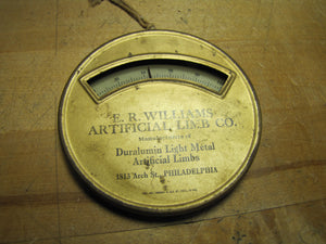 WILLIAMS ARTIFICIAL LIMB Co PHILADELPHIA Original Old Advertising Thermometer