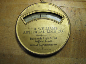 WILLIAMS ARTIFICIAL LIMB Co PHILADELPHIA Original Old Advertising Thermometer