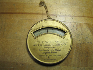 WILLIAMS ARTIFICIAL LIMB Co PHILADELPHIA Original Old Advertising Thermometer