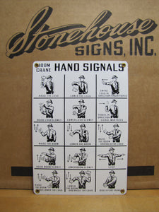 BOOM CRANE HAND SIGNALS Original Old NOS Sign Stonehouse Industrial Shop Safety