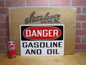DANGER GASOLINE AND OIL Original Old Safety Sign Stonehouse NOS Industrial Shop
