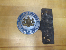 Load image into Gallery viewer, DEPUTY CORONER PHILA PA Old Auto Truck Badge Plate Topper Ad Sign Philadelphia

