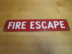 FIRE ESCAPE Original Old Porcelain Safety Ad Sign Building Industrial Shop