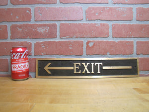 EXIT ARROW Old Embossed Advertising Sign Industrial Business Shop Bronze Brass