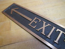 Load image into Gallery viewer, EXIT ARROW Old Embossed Advertising Sign Industrial Business Shop Bronze Brass
