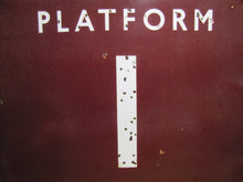 Load image into Gallery viewer, PLATFORM 1 Original Old Porcelain Train Station RailRoad Subway Sign RR Ad
