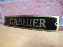 Load image into Gallery viewer, CASHIER Original Old Brass &amp; Black Store Display Advertising Sign Business Diner
