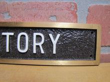 Load image into Gallery viewer, LAVATORY Old Embossed Advertising Sign Bathroom Restroom Toilet Bronze Brass Ad
