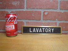 Load image into Gallery viewer, LAVATORY Old Embossed Advertising Sign Bathroom Restroom Toilet Bronze Brass Ad
