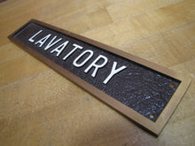 Load image into Gallery viewer, LAVATORY Old Embossed Advertising Sign Bathroom Restroom Toilet Bronze Brass Ad
