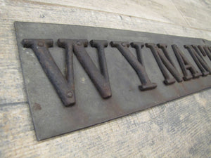 WYNANTSKILL 1 1/2 M HAND FINGER POINTING Antique Street Road Highway Town Sign
