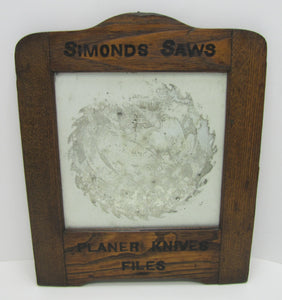 SIMONDS SAWS ARE THE BEST Antique Reverse Glass Mirror Sign FITCHBURG MASS USA