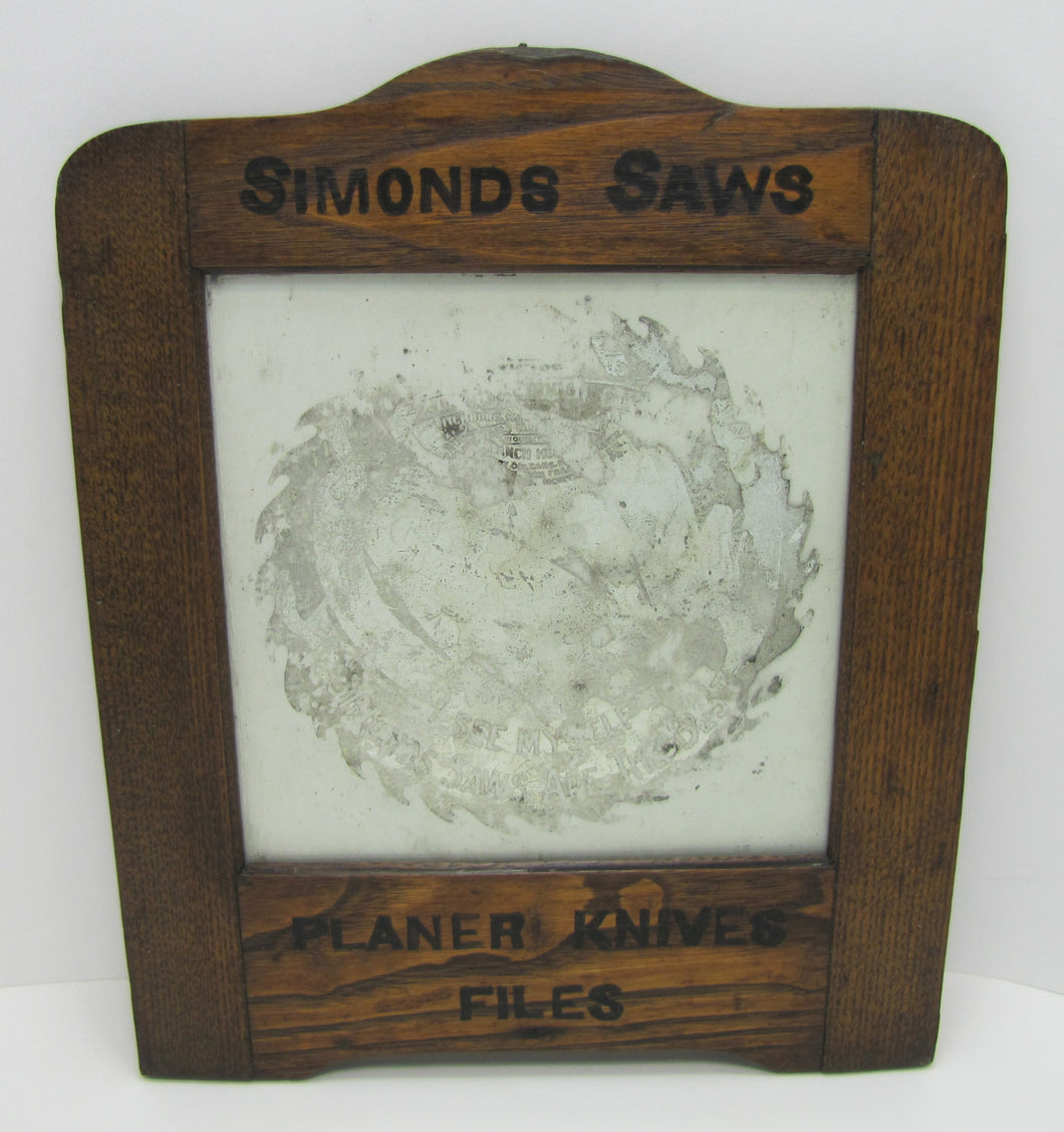 SIMONDS SAWS ARE THE BEST Antique Reverse Glass Mirror Sign FITCHBURG MASS USA
