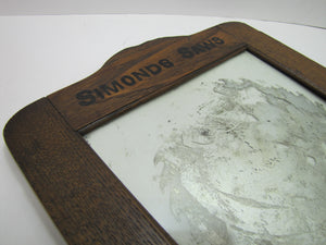 SIMONDS SAWS ARE THE BEST Antique Reverse Glass Mirror Sign FITCHBURG MASS USA
